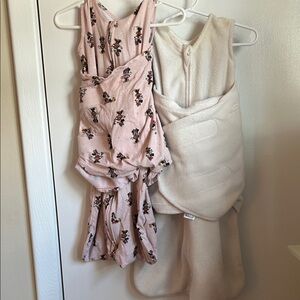 Halo Swaddle Sleep Sacks - cream and Minnie Mouse